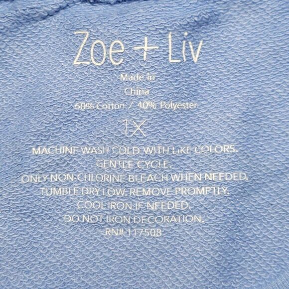 Zoe + Live Women's Rose Cropped Graphic Sweatshirt Sz 1X - Picture 6 of 8